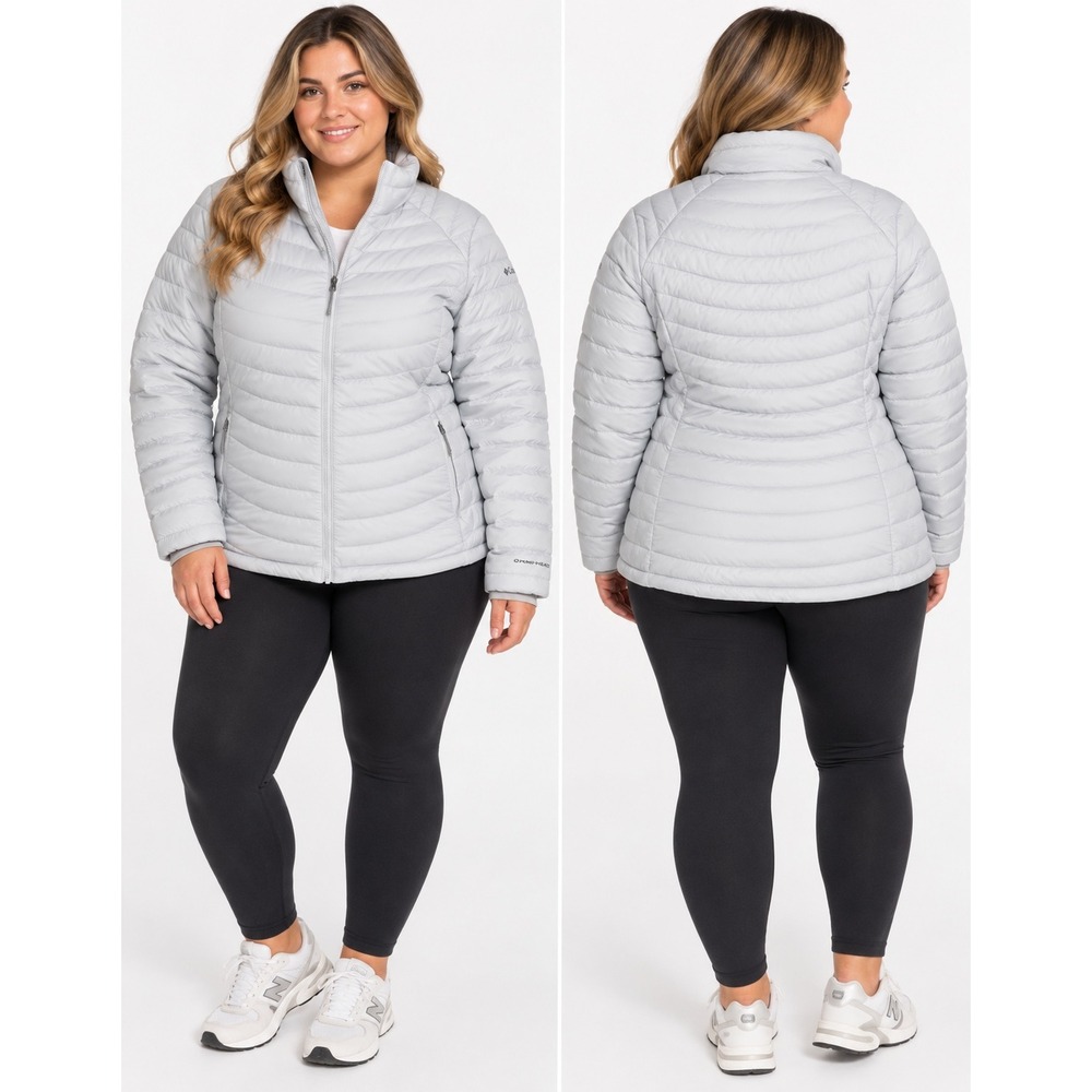 Columbia White Out FS Jacket XL Grey Puffer Omni-Heat Insulated Quilted Padded